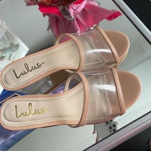 Lulu’s nude/clear block heel